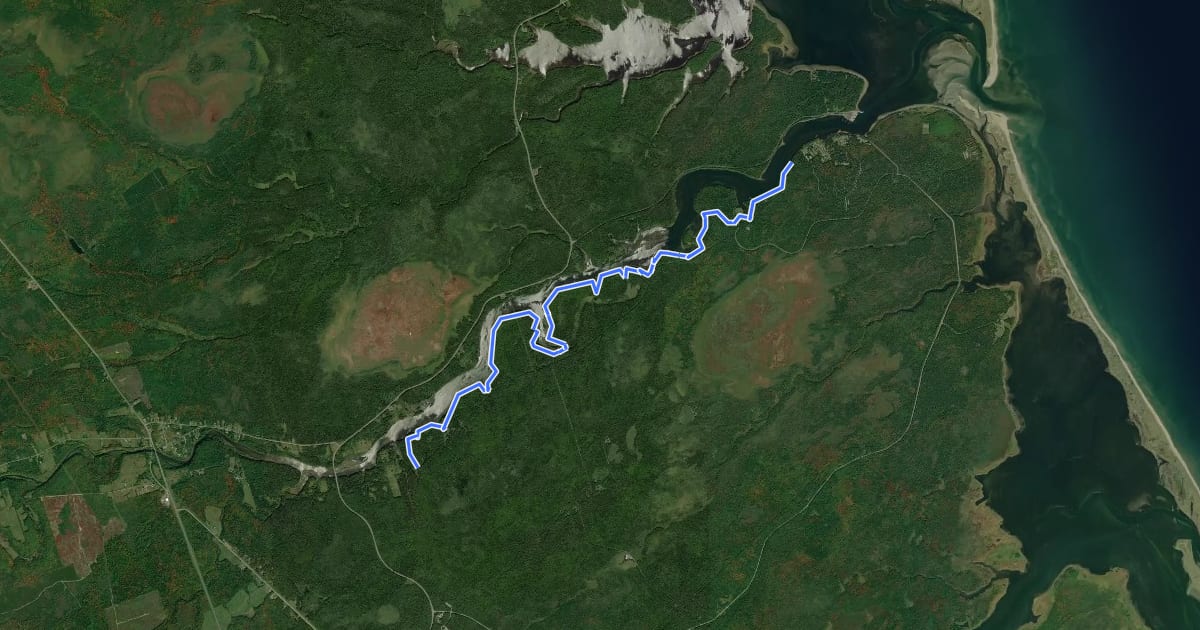 Маршрут Sentier de la rivière Kouchibouguac на спутниковом снимке