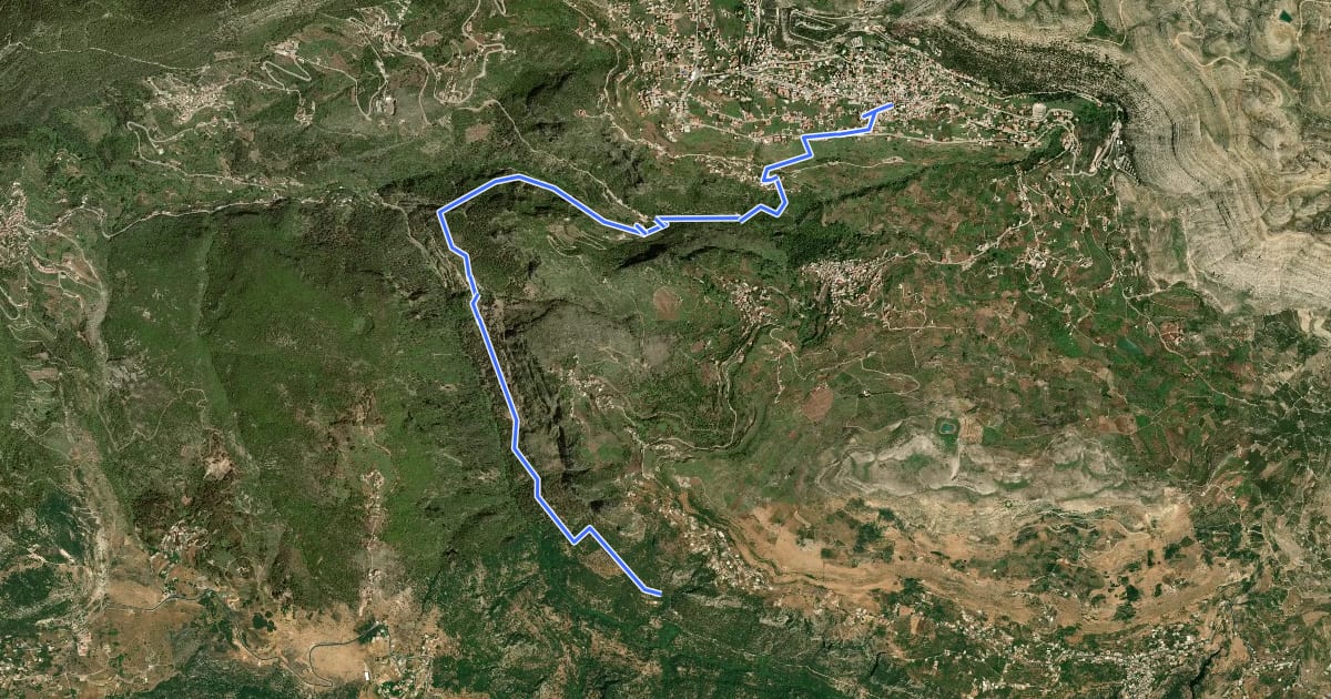 Маршрут Sentier de Montagne du Liban на спутниковом снимке