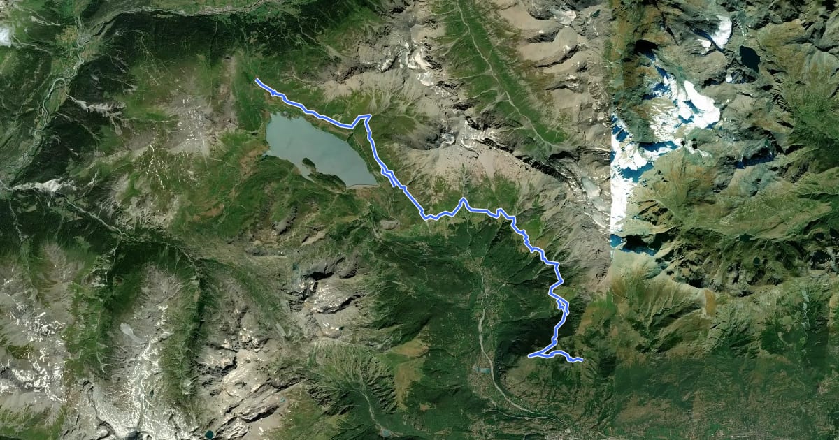 Маршрут Sentier des 2000 на спутниковом снимке