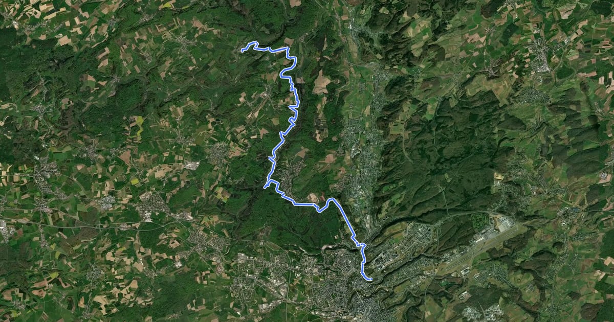 Маршрут Sentier des Auberges de Jeunesse Luxembourg-Hollenfels на спутниковом снимке
