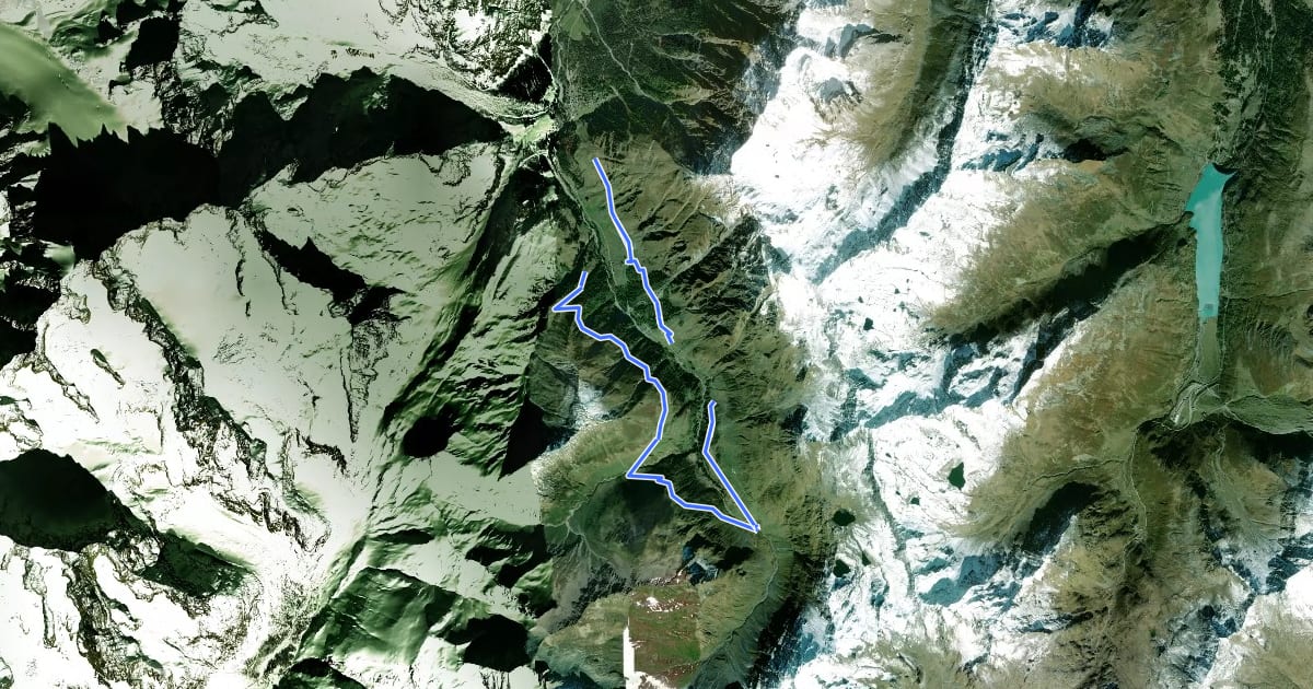 Маршрут Sentier des Bergers на спутниковом снимке