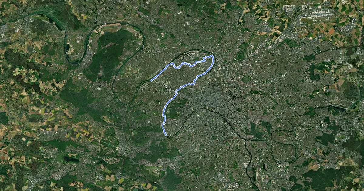 Маршрут Sentier des berges на спутниковом снимке