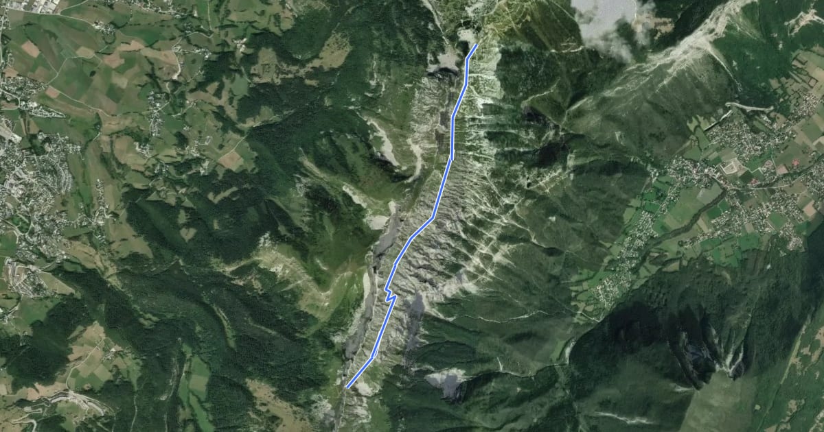 Маршрут Sentier des deux cols на спутниковом снимке