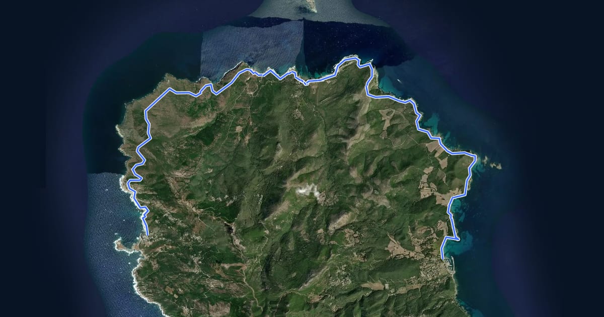 Маршрут Sentier des Douaniers du Cap Corse на спутниковом снимке