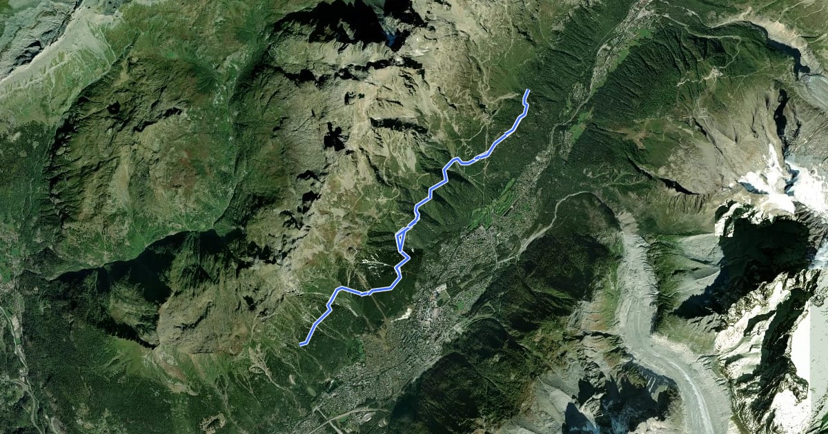 Маршрут Sentier des Gardes на спутниковом снимке