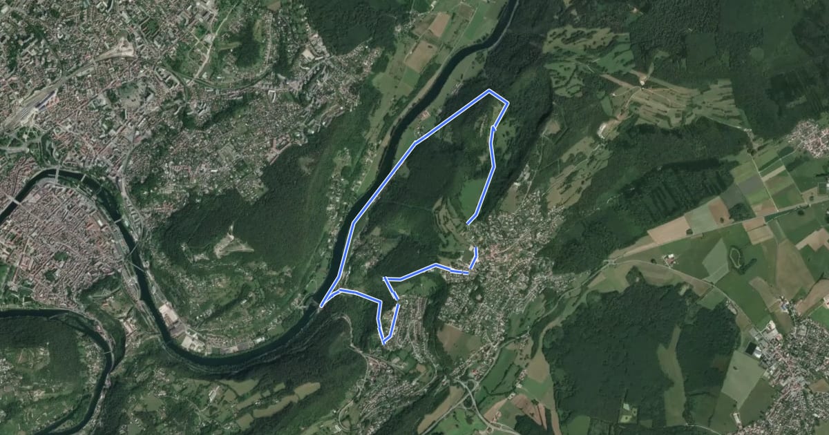 Маршрут Sentier des Rives et du Château на спутниковом снимке