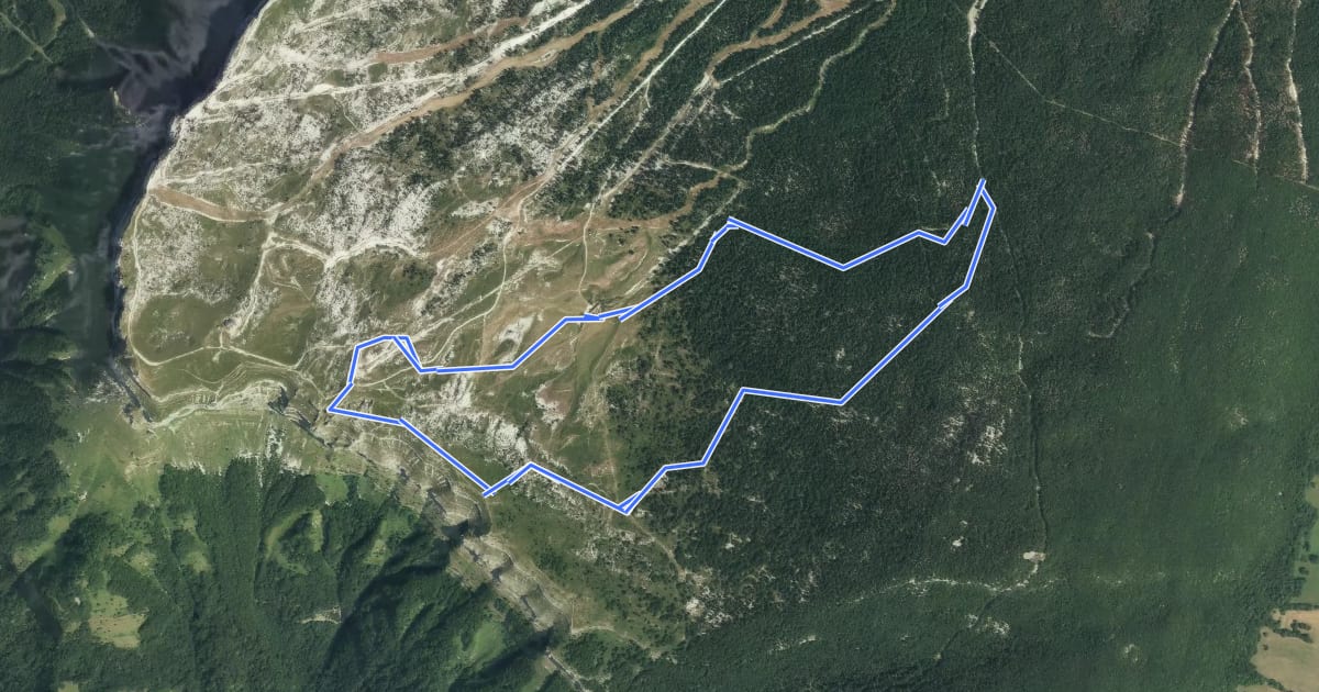 Маршрут Sentier des Tannes et Glacières du Margériaz на спутниковом снимке