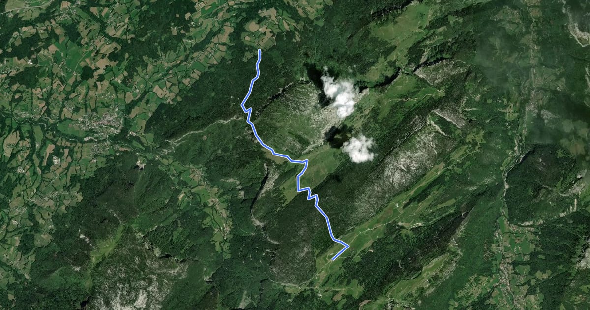 Маршрут Sentier du Dernier Assault на спутниковом снимке