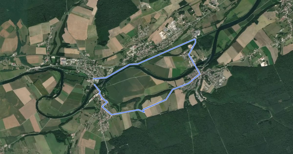 Маршрут Sentier du Doubs на спутниковом снимке