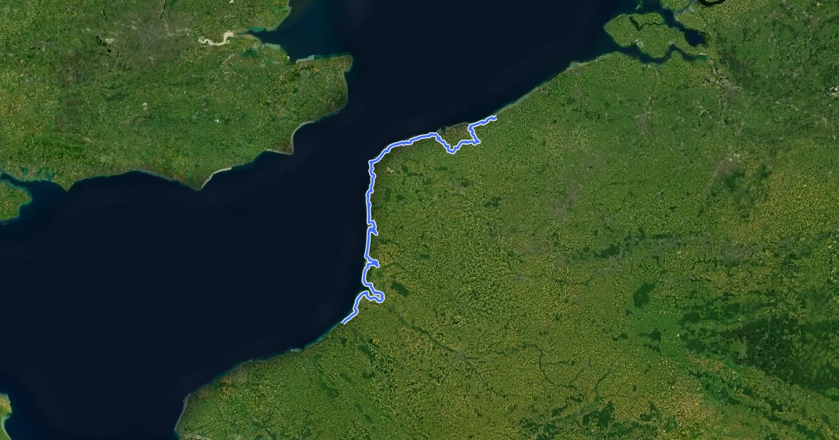 Маршрут Sentier du Littoral на спутниковом снимке