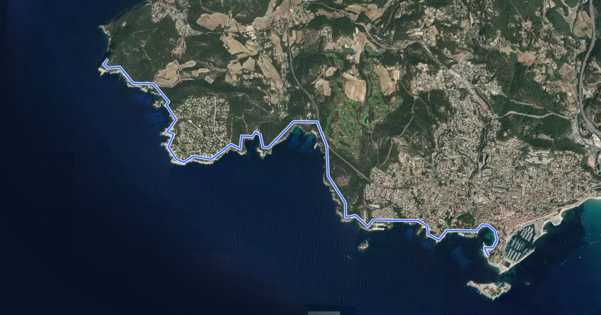 Маршрут Sentier du Littoral - Bandol на спутниковом снимке