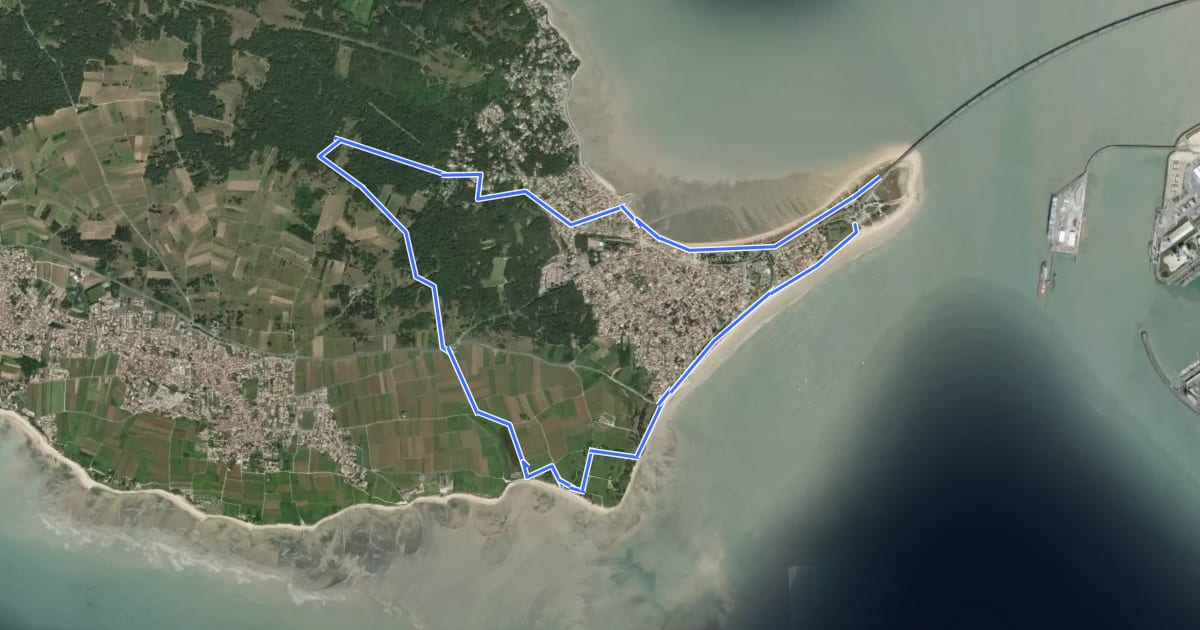 Маршрут Sentier du Littoral - Rivedoux-Plage на спутниковом снимке