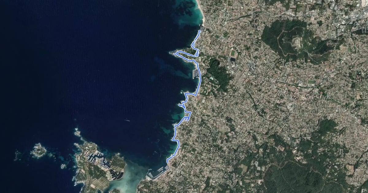 Маршрут Sentier du Littoral Six-Fours на спутниковом снимке