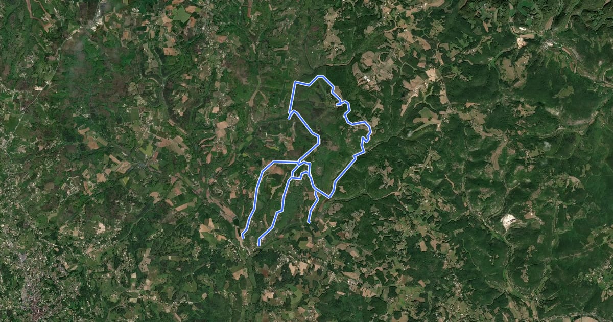 Маршрут Sentier du Manoir d'Eyrignac на спутниковом снимке