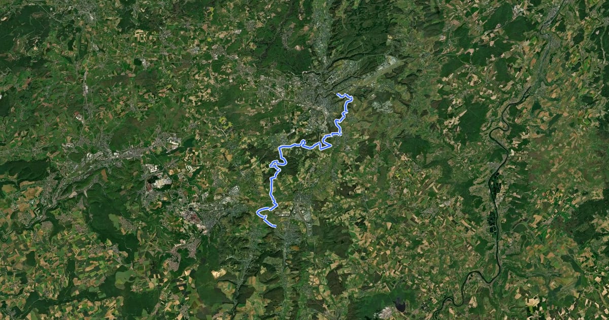 Маршрут Sentier du Sud 1 (Luxembourg-Dudelange) на спутниковом снимке