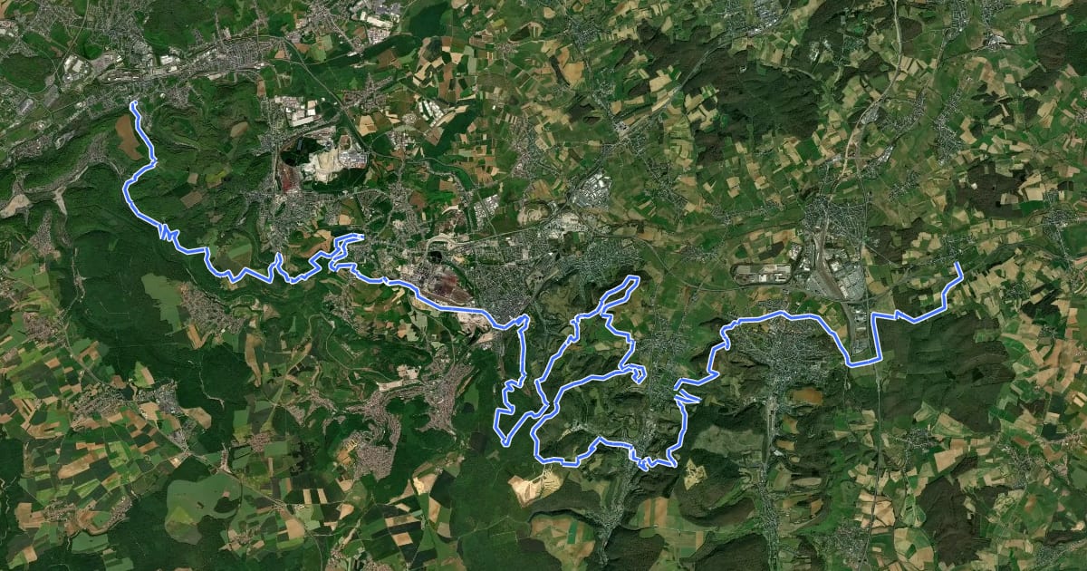 Маршрут Sentier du Sud 2 (Rodange - Hellange) на спутниковом снимке