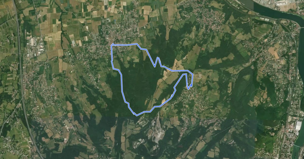 Маршрут Sentier Géologique des Monts d'Or на спутниковом снимке