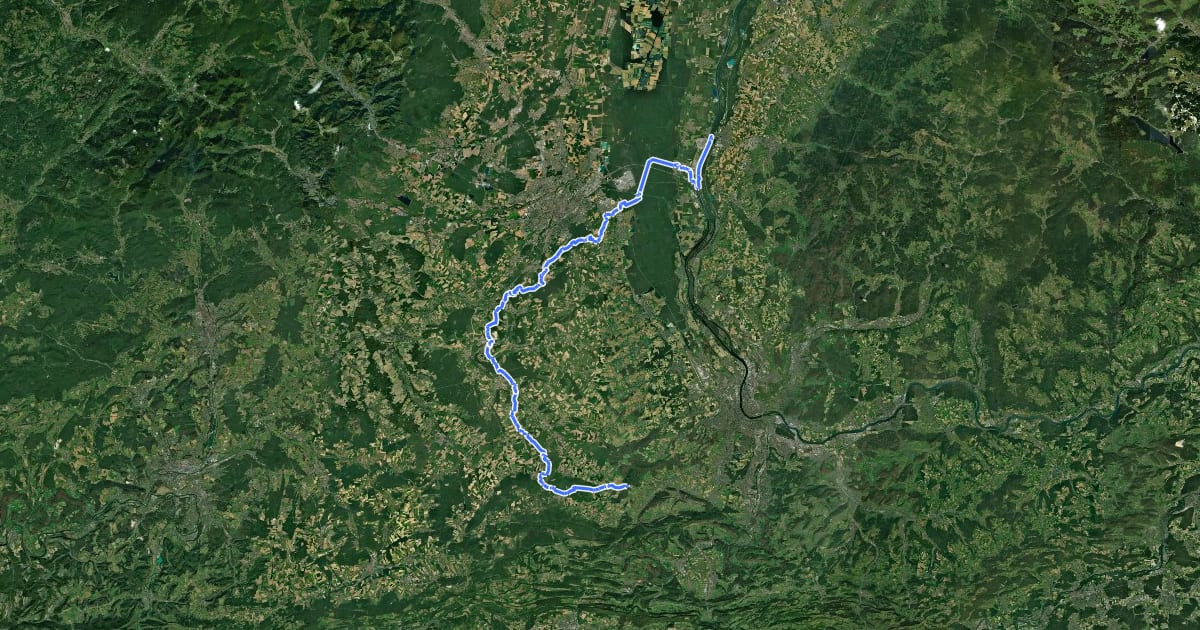 Маршрут Sentier interregio - Wanderweg - Losange rouge на спутниковом снимке