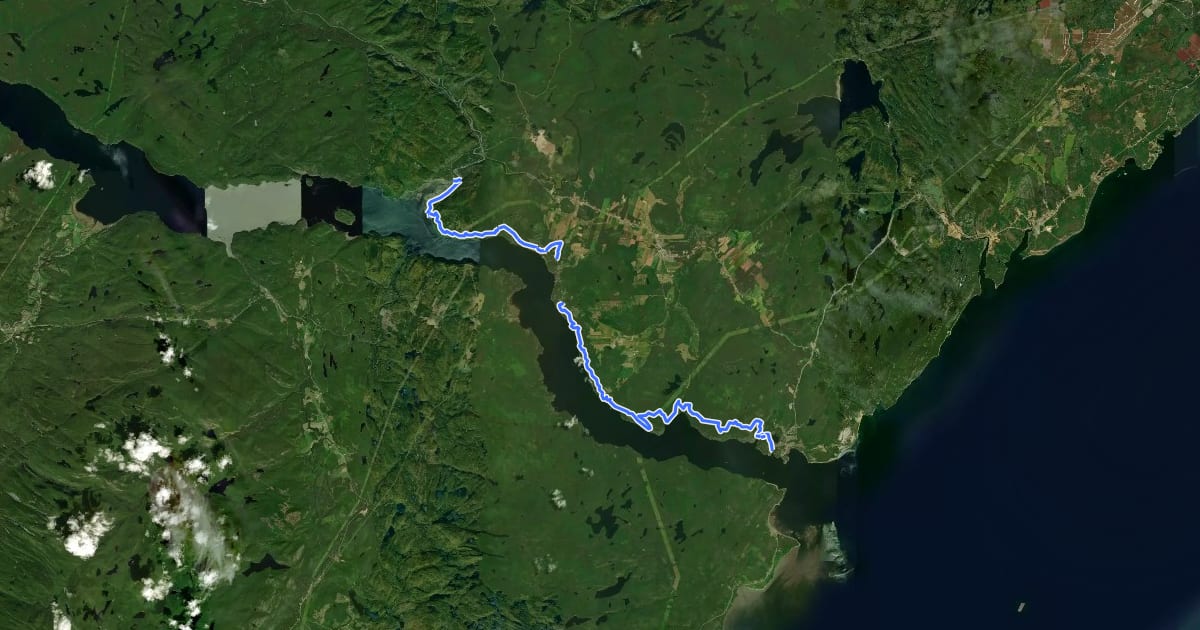 Маршрут Sentier le Fjord на спутниковом снимке