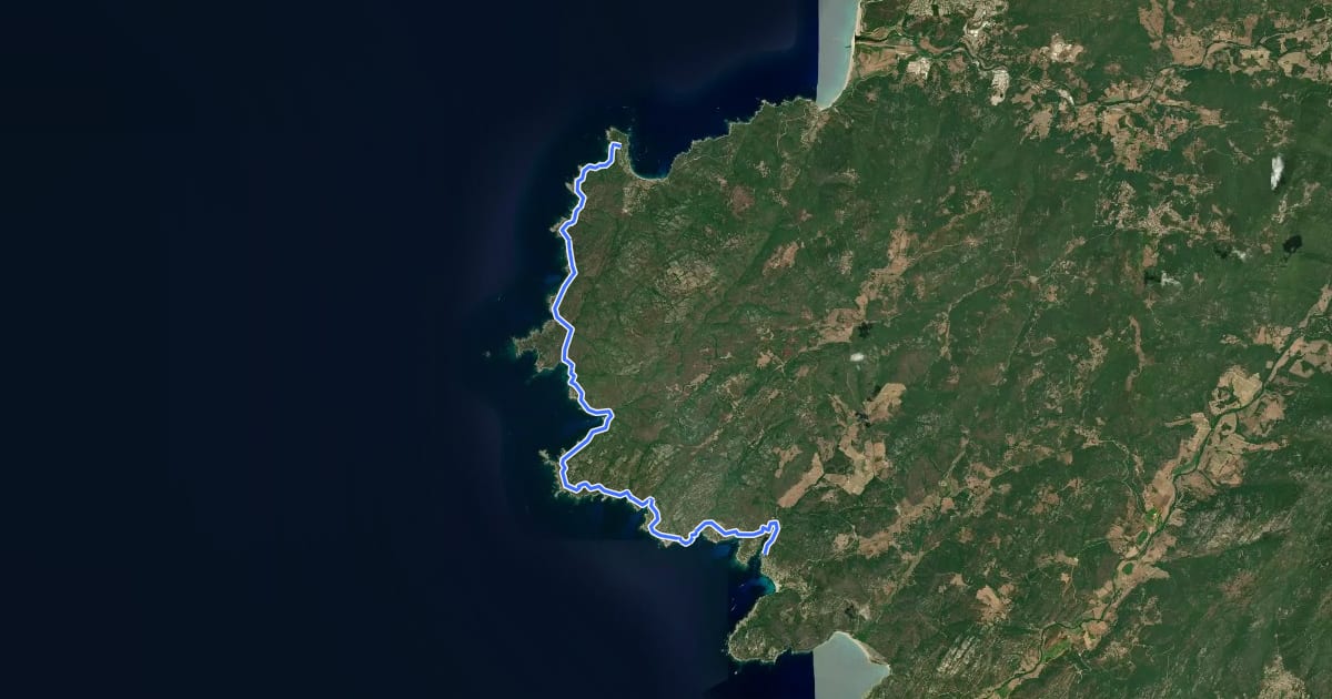 Маршрут Sentier Littoral на спутниковом снимке