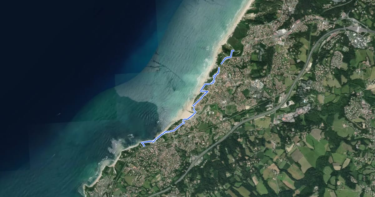 Маршрут Sentier Littoral Bidart на спутниковом снимке