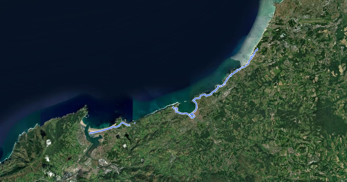 Маршрут Sentier Littoral Bidart - Hendaye на спутниковом снимке