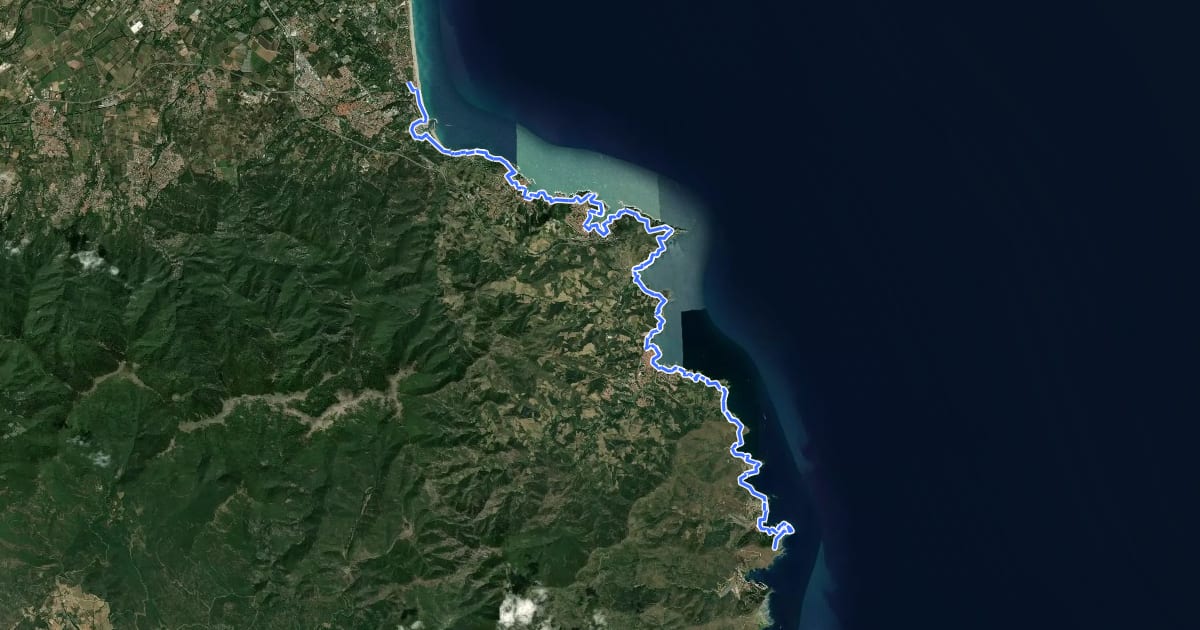 Маршрут Sentier Littoral, Cerbère - Argelès-sur-Mer на спутниковом снимке