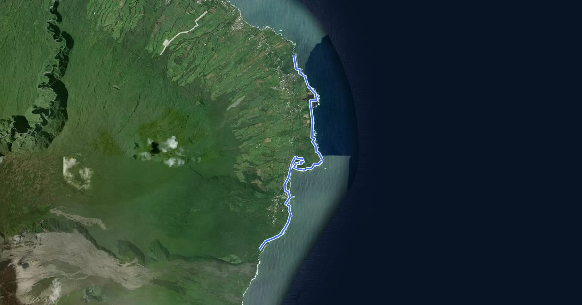 Маршрут Sentier Littoral Est на спутниковом снимке
