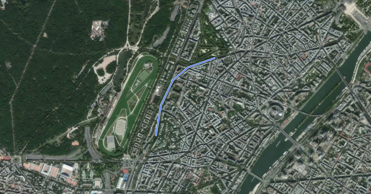 Маршрут Sentier Nature de la Petite Ceinture du 16e на спутниковом снимке
