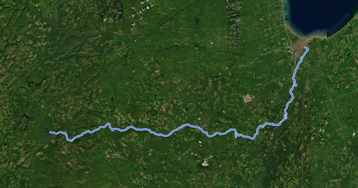 Маршрут Sentier Nepisiguit Mi'gmaq Trail на спутниковом снимке