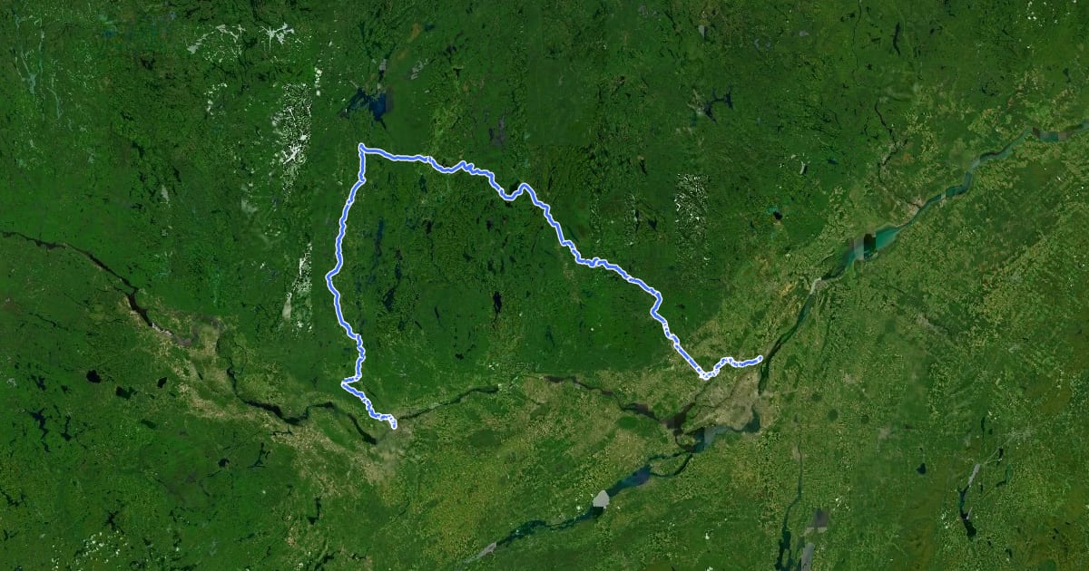 Маршрут Sentier Trans-Canada Gatineau - Montréal на спутниковом снимке