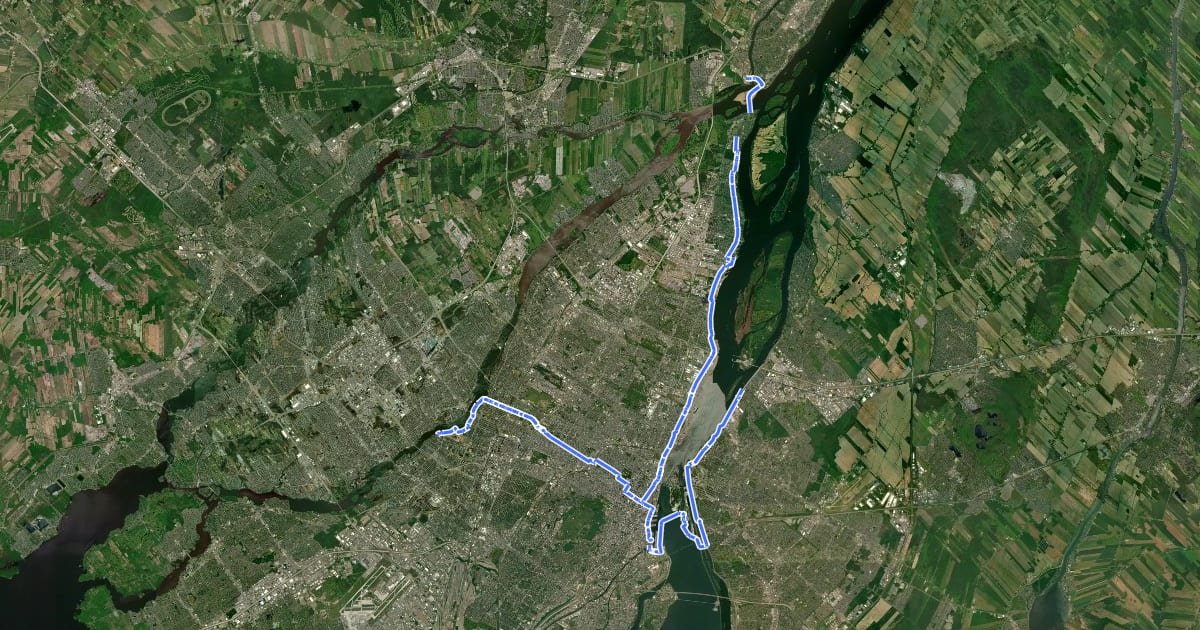 Маршрут Sentier Trans-Canadien (Montréal) на спутниковом снимке