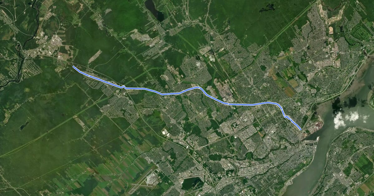 Маршрут Sentier Trans-Canadien (Ville de Québec) на спутниковом снимке