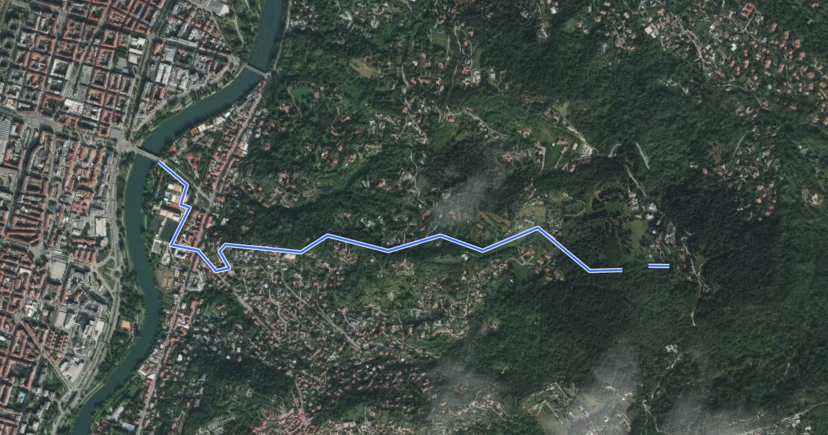 Маршрут Sentieri della Collina Torinese 14 на спутниковом снимке