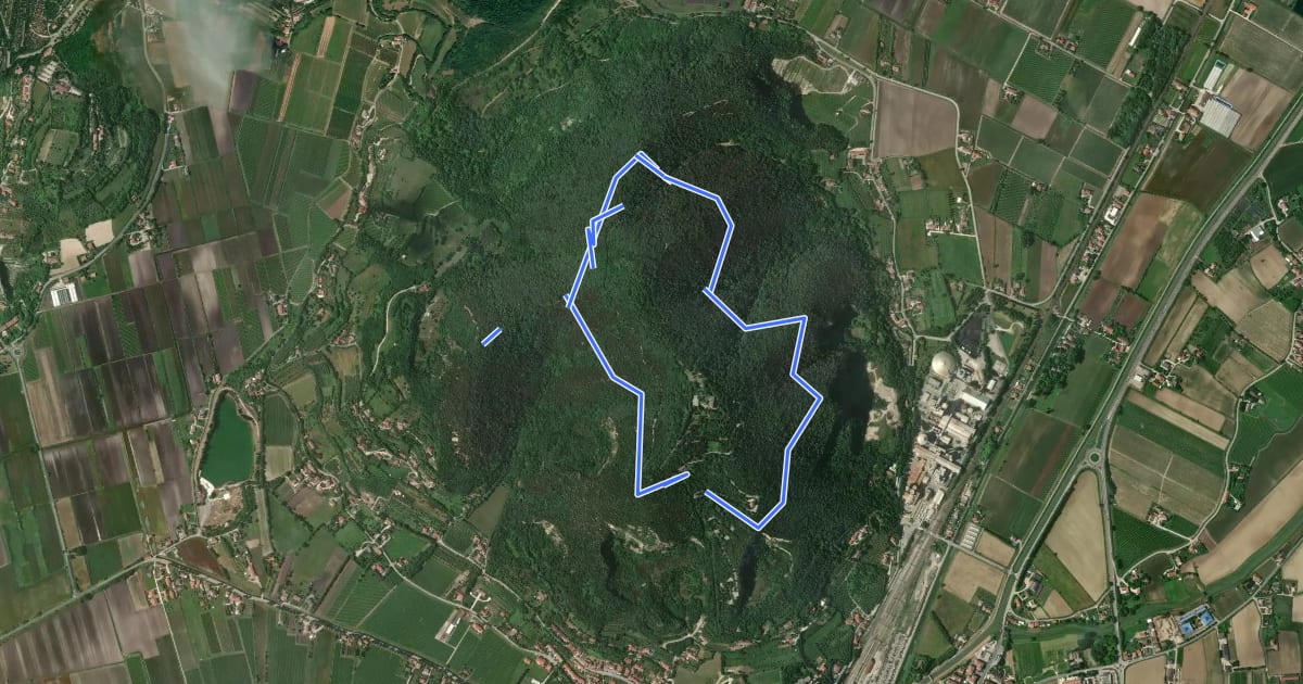 Маршрут Sentiero 6 del Monte Ricco e del Monte Castello на спутниковом снимке