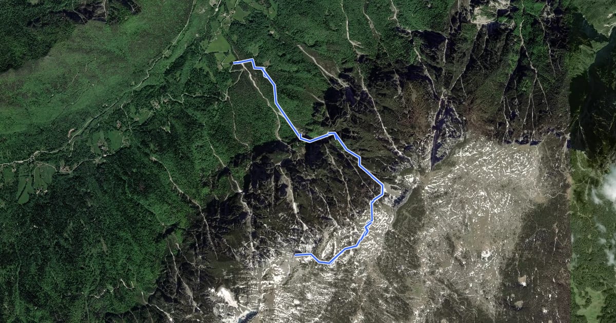 Маршрут Sentiero alpinistico del Vallon delle Trappole на спутниковом снимке