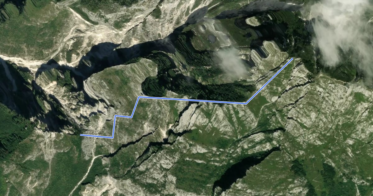 Маршрут Sentiero alpinistico Mario Dalla Marta на спутниковом снимке