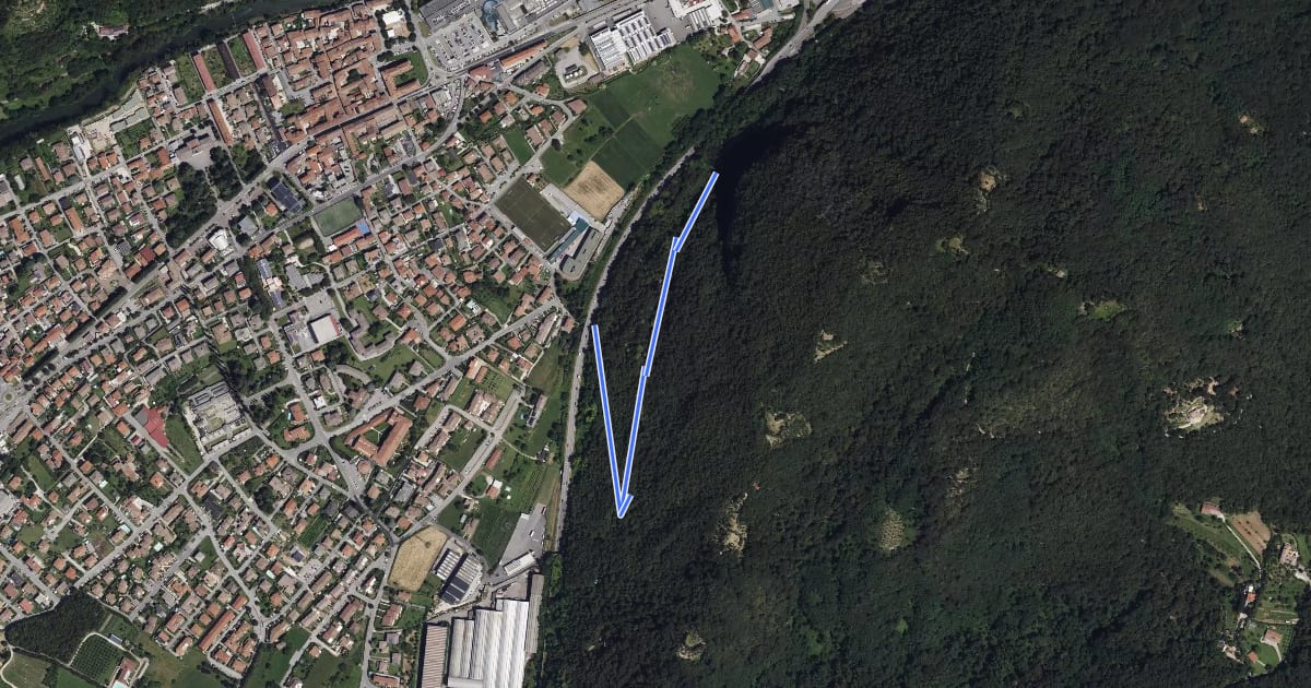 Маршрут Sentiero Blu dei Piani на спутниковом снимке