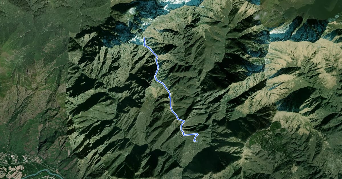 Маршрут SENTIERO BOVE - 6A TAPPA da Bivacco Bta di Campo a Cicogna via Cima Sasso на спутниковом снимке