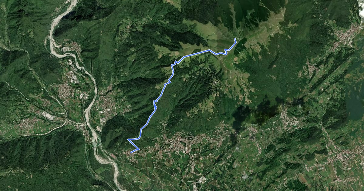 Маршрут Sentiero dei 4 Rifugi на спутниковом снимке