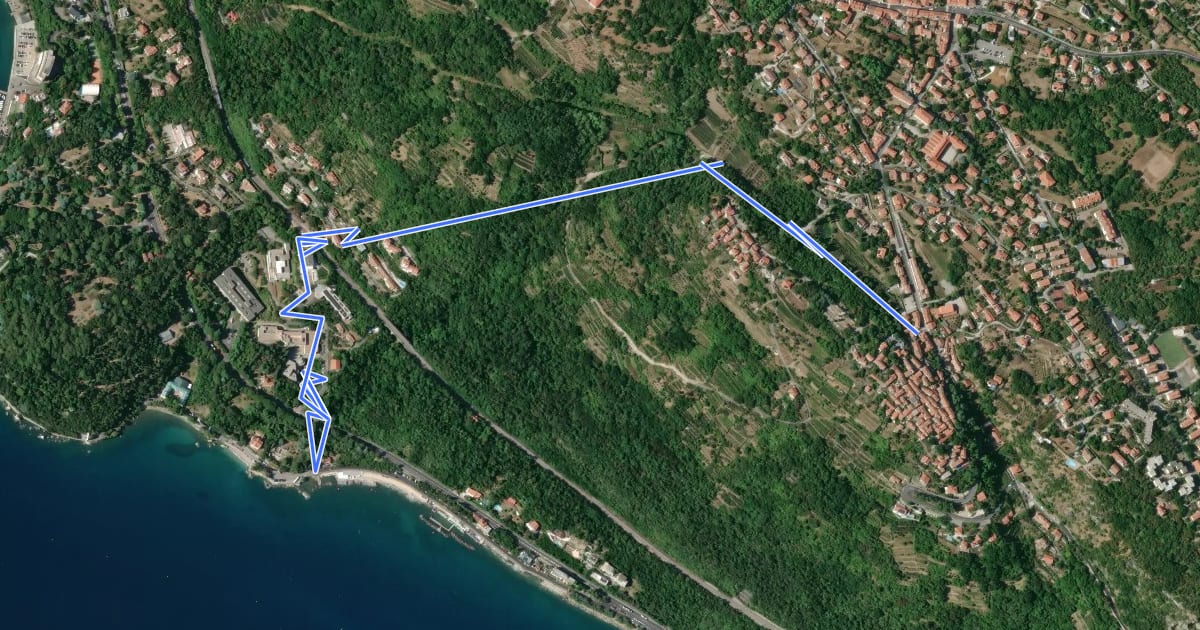 Маршрут Sentiero dei Pescatori / Ribiška pot на спутниковом снимке