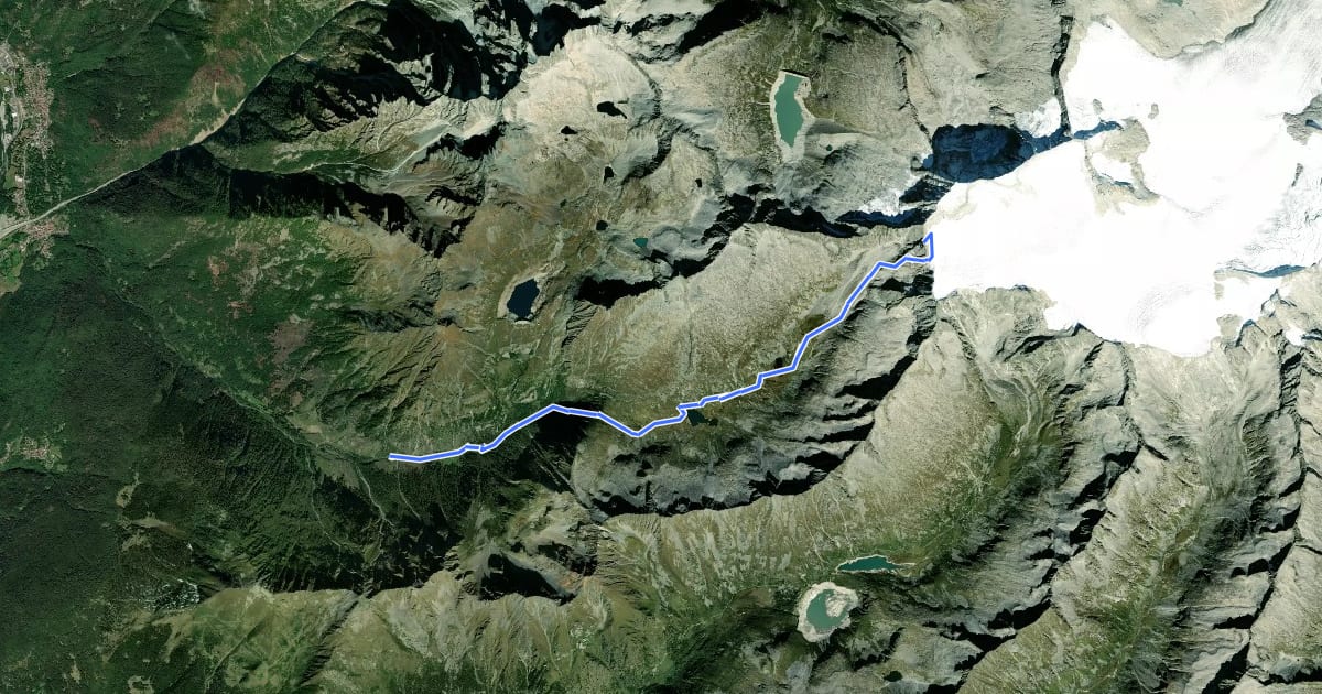 Маршрут Sentiero dei Rifugi на спутниковом снимке