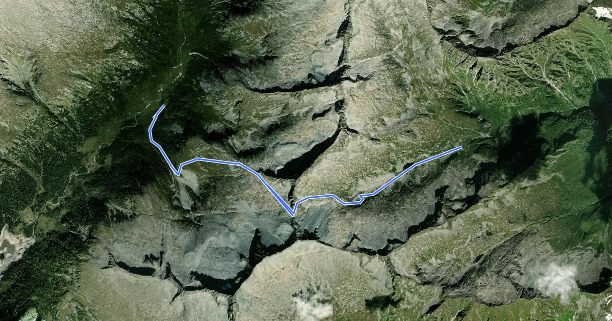 Маршрут Sentiero del Passo di San Valentino на спутниковом снимке