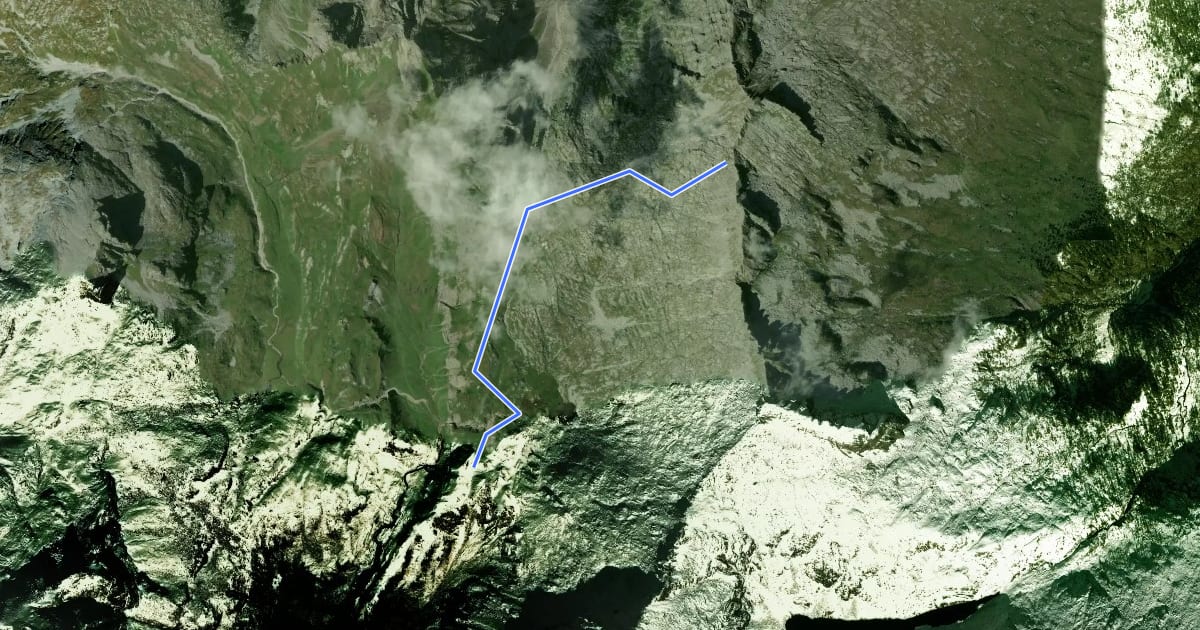 Маршрут Sentiero del Passo Gelo на спутниковом снимке