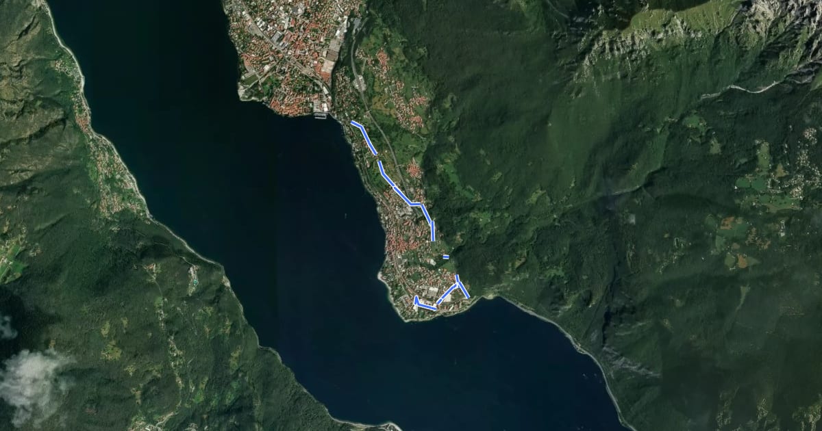Маршрут Sentiero del Viandante (Abbadia Lariana - Mandello del Lario) на спутниковом снимке