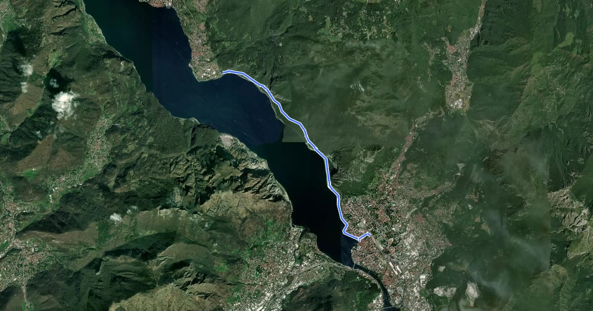 Маршрут Sentiero del Viandante (Lecco - Abbadia Lariana) на спутниковом снимке