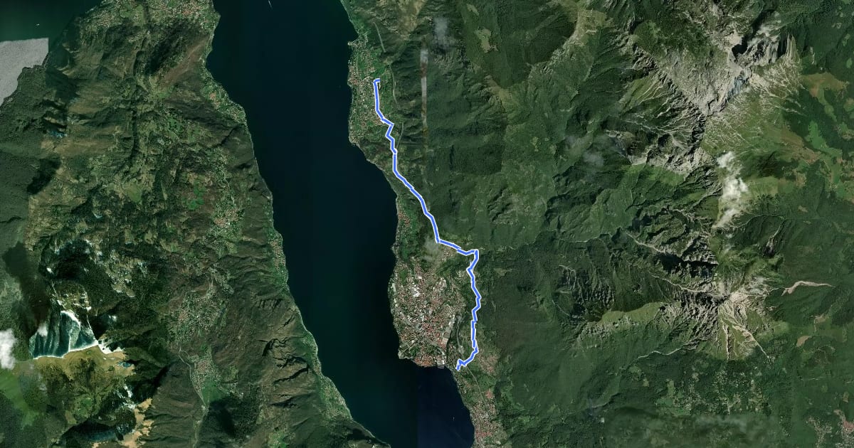 Маршрут Sentiero del Viandante (Mandello del Lario - Lierna) на спутниковом снимке