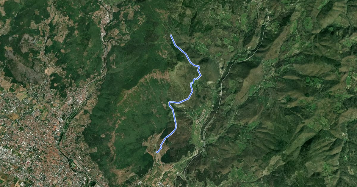 Маршрут Sentiero della Pace на спутниковом снимке