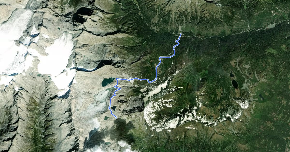 Маршрут Sentiero della Val di Lares на спутниковом снимке