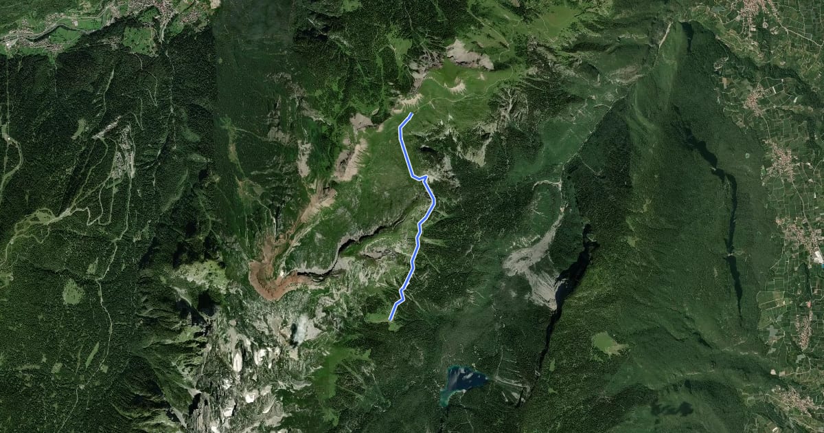 Маршрут Sentiero della Val Formiga на спутниковом снимке